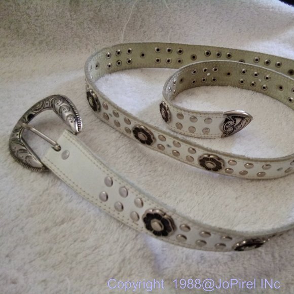 Vintage Silver & White Grecian Armour Embellishment Designer Belt